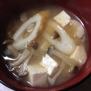 ちくわとしめじと豆腐のお味噌汁